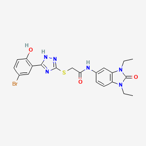 molecular formula C21H21BrN6O3S B4217608 2-{[5-(5-bromo-2-hydroxyphenyl)-1H-1,2,4-triazol-3-yl]sulfanyl}-N-(1,3-diethyl-2-oxo-1,3-benzodiazol-5-yl)acetamide 