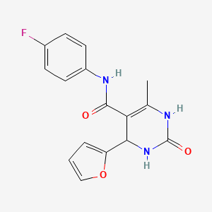 molecular formula C16H14FN3O3 B4217639 N-(4-fluorophenyl)-4-(2-furyl)-6-methyl-2-oxo-1,2,3,4-tetrahydro-5-pyrimidinecarboxamide 