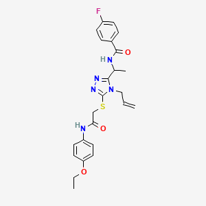 N-[1-[5-[2-(4-ethoxyanilino)-2-oxoethyl]sulfanyl-4-prop-2-enyl-1,2,4-triazol-3-yl]ethyl]-4-fluorobenzamide