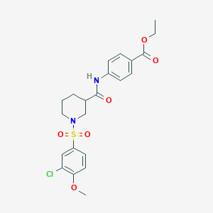 molecular formula C22H25ClN2O6S B4217691 ETHYL 4-[1-(3-CHLORO-4-METHOXYBENZENESULFONYL)PIPERIDINE-3-AMIDO]BENZOATE 