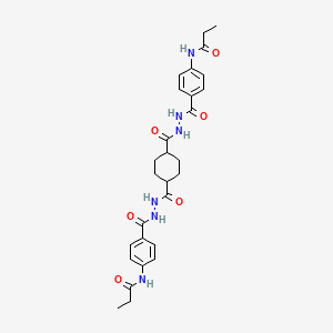 molecular formula C28H34N6O6 B4217718 N,N'-[1,4-cyclohexanediylbis(carbonyl-2,1-hydrazinediylcarbonyl-4,1-phenylene)]dipropanamide 