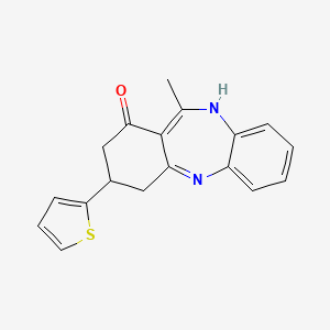 molecular formula C18H16N2OS B4217760 11-methyl-3-(2-thienyl)-2,3,4,5-tetrahydro-1H-dibenzo[b,e][1,4]diazepin-1-one 