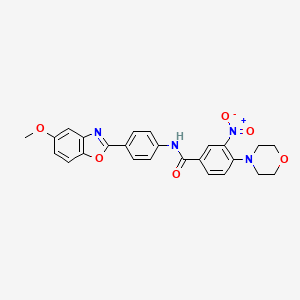 molecular formula C25H22N4O6 B4217772 N-[4-(5-methoxy-1,3-benzoxazol-2-yl)phenyl]-4-(4-morpholinyl)-3-nitrobenzamide 