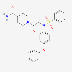 molecular formula C26H27N3O5S B4217777 1-[2-[N-(benzenesulfonyl)-4-phenoxyanilino]acetyl]piperidine-4-carboxamide 