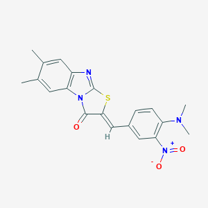 molecular formula C20H18N4O3S B421779 2-[4-(dimethylamino)-3-nitrobenzylidene]-6,7-dimethyl[1,3]thiazolo[3,2-a]benzimidazol-3(2H)-one 