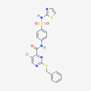 molecular formula C21H16ClN5O3S3 B4217795 2-(benzylthio)-5-chloro-N-{4-[(1,3-thiazol-2-ylamino)sulfonyl]phenyl}-4-pyrimidinecarboxamide 