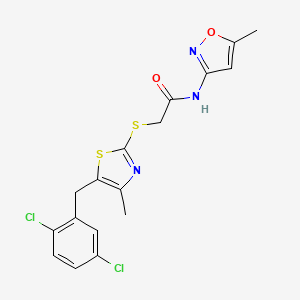 molecular formula C17H15Cl2N3O2S2 B4217798 2-{[5-(2,5-dichlorobenzyl)-4-methyl-1,3-thiazol-2-yl]thio}-N-(5-methyl-3-isoxazolyl)acetamide 