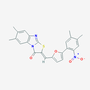 molecular formula C24H19N3O4S B421783 2-[(5-{2-nitro-4,5-dimethylphenyl}-2-furyl)methylene]-6,7-dimethyl[1,3]thiazolo[3,2-a]benzimidazol-3(2H)-one 