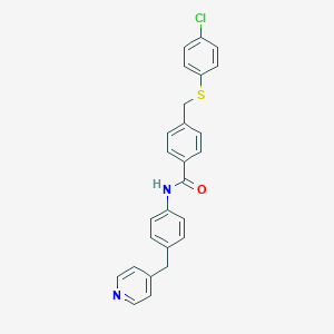 molecular formula C26H21ClN2OS B421784 4-{[(4-chlorophenyl)sulfanyl]methyl}-N-[4-(4-pyridinylmethyl)phenyl]benzamide 