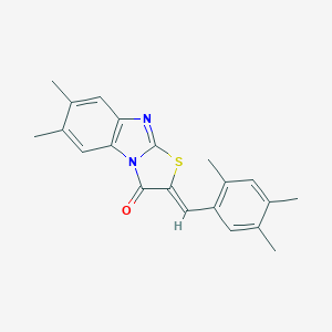 molecular formula C21H20N2OS B421786 6,7-dimethyl-2-(2,4,5-trimethylbenzylidene)[1,3]thiazolo[3,2-a]benzimidazol-3(2H)-one 