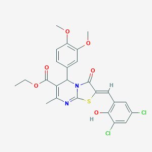 ethyl 2-(3,5-dichloro-2-hydroxybenzylidene)-5-(3,4-dimethoxyphenyl)-7-methyl-3-oxo-2,3-dihydro-5H-[1,3]thiazolo[3,2-a]pyrimidine-6-carboxylate