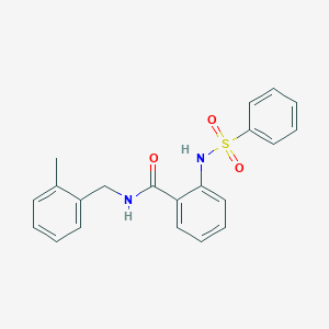 molecular formula C21H20N2O3S B4217893 N-(2-methylbenzyl)-2-[(phenylsulfonyl)amino]benzamide 