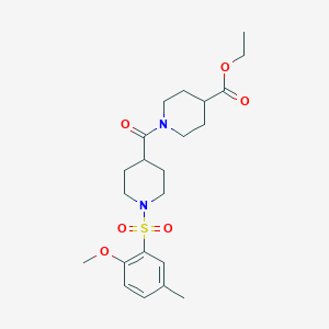 Ethyl 1-[1-(2-methoxy-5-methylphenyl)sulfonylpiperidine-4-carbonyl]piperidine-4-carboxylate