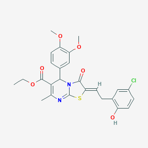 molecular formula C26H25ClN2O6S B421791 ethyl 2-[2-(5-chloro-2-hydroxyphenyl)ethylidene]-5-(3,4-dimethoxyphenyl)-7-methyl-3-oxo-2,3-dihydro-5H-[1,3]thiazolo[3,2-a]pyrimidine-6-carboxylate 