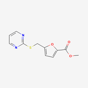 molecular formula C11H10N2O3S B4217913 METHYL 5-[(2-PYRIMIDINYLSULFANYL)METHYL]-2-FUROATE 