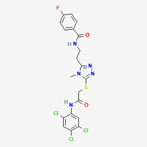 molecular formula C20H17Cl3FN5O2S B4217934 4-fluoro-N-[2-[4-methyl-5-[2-oxo-2-(2,4,5-trichloroanilino)ethyl]sulfanyl-1,2,4-triazol-3-yl]ethyl]benzamide 