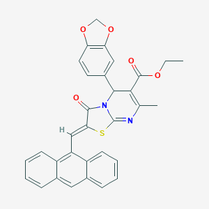 molecular formula C32H24N2O5S B421794 ethyl 2-(9-anthrylmethylene)-5-(1,3-benzodioxol-5-yl)-7-methyl-3-oxo-2,3-dihydro-5H-[1,3]thiazolo[3,2-a]pyrimidine-6-carboxylate 