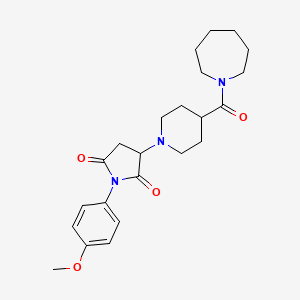 molecular formula C23H31N3O4 B4217944 3-[4-(Azepan-1-ylcarbonyl)piperidin-1-yl]-1-(4-methoxyphenyl)pyrrolidine-2,5-dione 