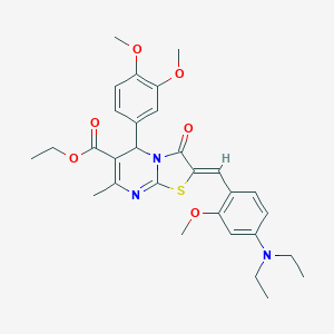 molecular formula C30H35N3O6S B421795 ethyl 2-[4-(diethylamino)-2-methoxybenzylidene]-5-(3,4-dimethoxyphenyl)-7-methyl-3-oxo-2,3-dihydro-5H-[1,3]thiazolo[3,2-a]pyrimidine-6-carboxylate 