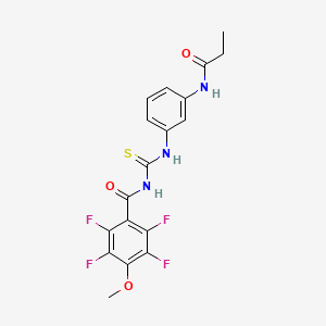 molecular formula C18H15F4N3O3S B4217965 2,3,5,6-tetrafluoro-4-methoxy-N-({[3-(propionylamino)phenyl]amino}carbonothioyl)benzamide 