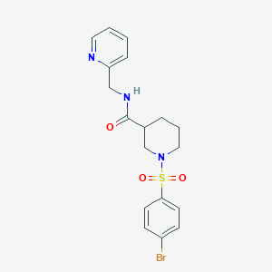 molecular formula C18H20BrN3O3S B4217968 1-[(4-bromophenyl)sulfonyl]-N-(2-pyridinylmethyl)-3-piperidinecarboxamide 