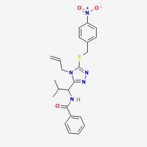 molecular formula C23H25N5O3S B4218002 N-[2-methyl-1-[5-[(4-nitrophenyl)methylsulfanyl]-4-prop-2-enyl-1,2,4-triazol-3-yl]propyl]benzamide 