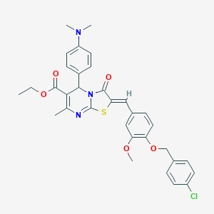 ethyl 2-{4-[(4-chlorobenzyl)oxy]-3-methoxybenzylidene}-5-[4-(dimethylamino)phenyl]-7-methyl-3-oxo-2,3-dihydro-5H-[1,3]thiazolo[3,2-a]pyrimidine-6-carboxylate