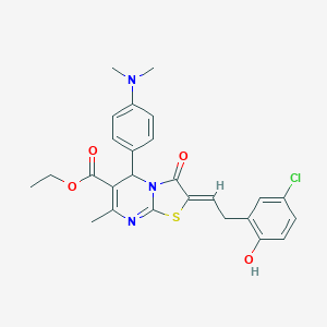 molecular formula C26H26ClN3O4S B421805 ethyl 2-[2-(5-chloro-2-hydroxyphenyl)ethylidene]-5-[4-(dimethylamino)phenyl]-7-methyl-3-oxo-2,3-dihydro-5H-[1,3]thiazolo[3,2-a]pyrimidine-6-carboxylate 