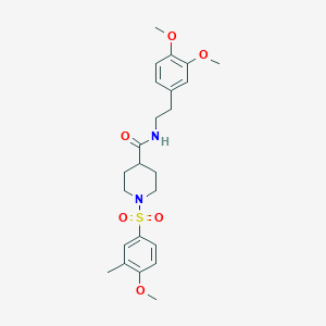 molecular formula C24H32N2O6S B4218052 N-[2-(3,4-dimethoxyphenyl)ethyl]-1-[(4-methoxy-3-methylphenyl)sulfonyl]-4-piperidinecarboxamide 