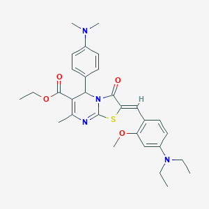 molecular formula C30H36N4O4S B421806 ethyl 2-[4-(diethylamino)-2-methoxybenzylidene]-5-[4-(dimethylamino)phenyl]-7-methyl-3-oxo-2,3-dihydro-5H-[1,3]thiazolo[3,2-a]pyrimidine-6-carboxylate 