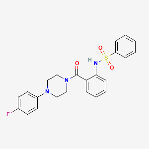 molecular formula C23H22FN3O3S B4218066 N-(2-{[4-(4-fluorophenyl)-1-piperazinyl]carbonyl}phenyl)benzenesulfonamide 