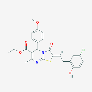 molecular formula C25H23ClN2O5S B421809 ethyl 2-[2-(5-chloro-2-hydroxyphenyl)ethylidene]-5-(4-methoxyphenyl)-7-methyl-3-oxo-2,3-dihydro-5H-[1,3]thiazolo[3,2-a]pyrimidine-6-carboxylate 