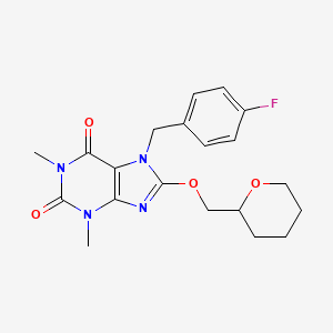 7-[(4-Fluorophenyl)methyl]-1,3-dimethyl-8-[(oxan-2-YL)methoxy]-2,3,6,7-tetrahydro-1H-purine-2,6-dione