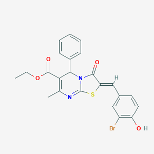 molecular formula C23H19BrN2O4S B421811 ethyl 2-(3-bromo-4-hydroxybenzylidene)-7-methyl-3-oxo-5-phenyl-2,3-dihydro-5H-[1,3]thiazolo[3,2-a]pyrimidine-6-carboxylate 