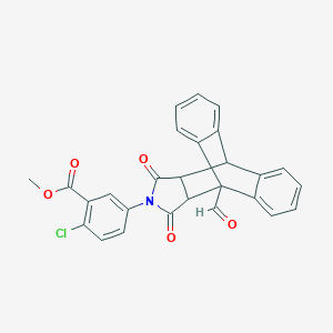 molecular formula C27H18ClNO5 B421817 Methyl 2-chloro-5-(1-formyl-16,18-dioxo-17-azapentacyclo[6.6.5.0~2,7~.0~9,14~.0~15,19~]nonadeca-2,4,6,9,11,13-hexaen-17-yl)benzoate (non-preferred name) 