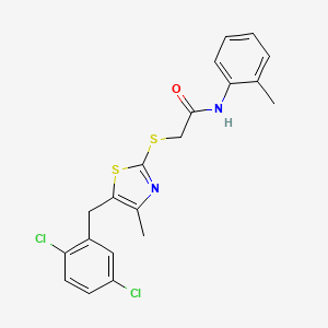 molecular formula C20H18Cl2N2OS2 B4218186 2-{[5-(2,5-dichlorobenzyl)-4-methyl-1,3-thiazol-2-yl]sulfanyl}-N-(2-methylphenyl)acetamide 