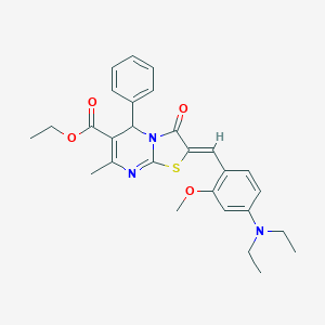 molecular formula C28H31N3O4S B421819 ethyl 2-[4-(diethylamino)-2-methoxybenzylidene]-7-methyl-3-oxo-5-phenyl-2,3-dihydro-5H-[1,3]thiazolo[3,2-a]pyrimidine-6-carboxylate 