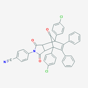 molecular formula C40H24Cl2N2O3 B421820 4-[1,7-Bis(4-chlorophenyl)-3,5,10-trioxo-8,9-diphenyl-4-azatricyclo[5.2.1.0~2,6~]dec-8-en-4-yl]benzonitrile 