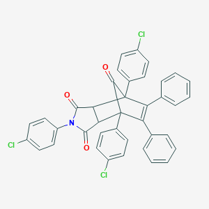 molecular formula C39H24Cl3NO3 B421824 1,4,7-Tris(4-chlorophenyl)-8,9-diphenyl-4-azatricyclo[5.2.1.0~2,6~]dec-8-ene-3,5,10-trione 