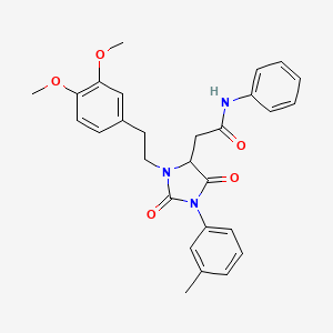 molecular formula C28H29N3O5 B4218266 2-{3-[2-(3,4-Dimethoxyphenyl)ethyl]-1-(3-methylphenyl)-2,5-dioxoimidazolidin-4-YL}-N-phenylacetamide 