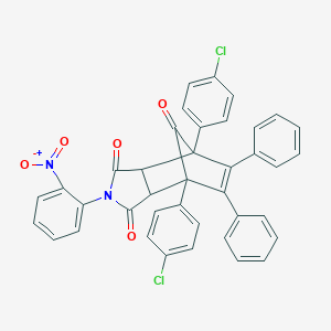 molecular formula C39H24Cl2N2O5 B421827 1,7-Bis(4-chlorophenyl)-4-{2-nitrophenyl}-8,9-diphenyl-4-azatricyclo[5.2.1.0~2,6~]dec-8-ene-3,5,10-trione 