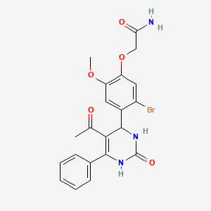 molecular formula C21H20BrN3O5 B4218273 2-[4-(5-acetyl-2-oxo-6-phenyl-1,2,3,4-tetrahydro-4-pyrimidinyl)-5-bromo-2-methoxyphenoxy]acetamide 