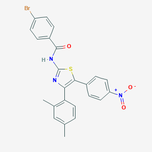 molecular formula C24H18BrN3O3S B421829 4-bromo-N-(4-(2,4-dimethylphenyl)-5-{4-nitrophenyl}-1,3-thiazol-2-yl)benzamide 