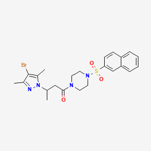 molecular formula C23H27BrN4O3S B4218329 3-(4-bromo-3,5-dimethyl-1H-pyrazol-1-yl)-1-[4-(naphthalene-2-sulfonyl)piperazin-1-yl]butan-1-one 