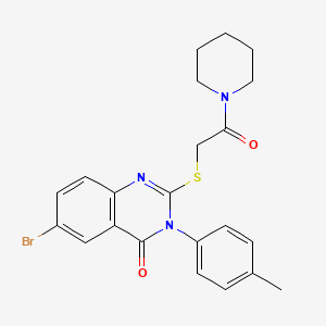 6-bromo-3-(4-methylphenyl)-2-{[2-oxo-2-(1-piperidinyl)ethyl]thio}-4(3H)-quinazolinone