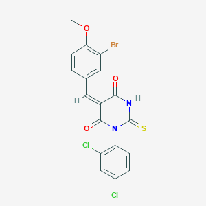 molecular formula C18H11BrCl2N2O3S B421838 5-(3-bromo-4-methoxybenzylidene)-1-(2,4-dichlorophenyl)-2-thioxodihydro-4,6(1H,5H)-pyrimidinedione 