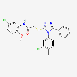 molecular formula C24H20Cl2N4O2S B4218383 N-(5-chloro-2-methoxyphenyl)-2-{[4-(3-chloro-4-methylphenyl)-5-phenyl-4H-1,2,4-triazol-3-yl]sulfanyl}acetamide 