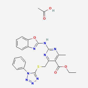 molecular formula C25H24N8O5S B4218385 Acetic acid;ethyl 2-(1,3-benzoxazol-2-ylamino)-4-methyl-6-[(1-phenyltetrazol-5-yl)sulfanylmethyl]pyrimidine-5-carboxylate 