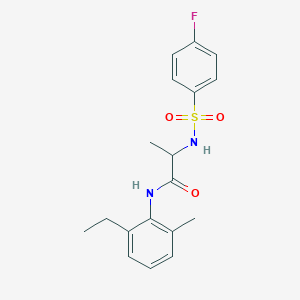 molecular formula C18H21FN2O3S B4218402 N-(2-ethyl-6-methylphenyl)-2-[(4-fluorophenyl)sulfonylamino]propanamide 