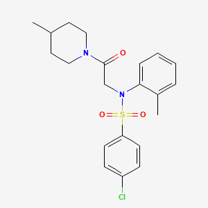 molecular formula C21H25ClN2O3S B4218411 4-chloro-N-(2-methylphenyl)-N-[2-(4-methylpiperidin-1-yl)-2-oxoethyl]benzenesulfonamide 